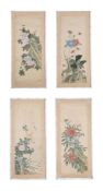 A set of four Chinese paintings on silk