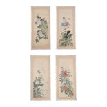 A set of four Chinese paintings on silk