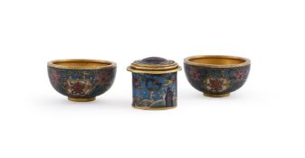 A small pair of Chinese cloisonné cups