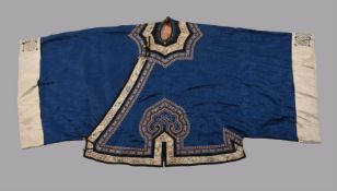 A Royal blue patterned silk damask Chinese short jacket