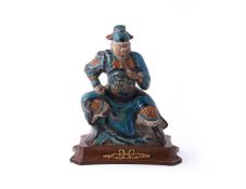 A Chinese pottery tile maker's figure of Guandi