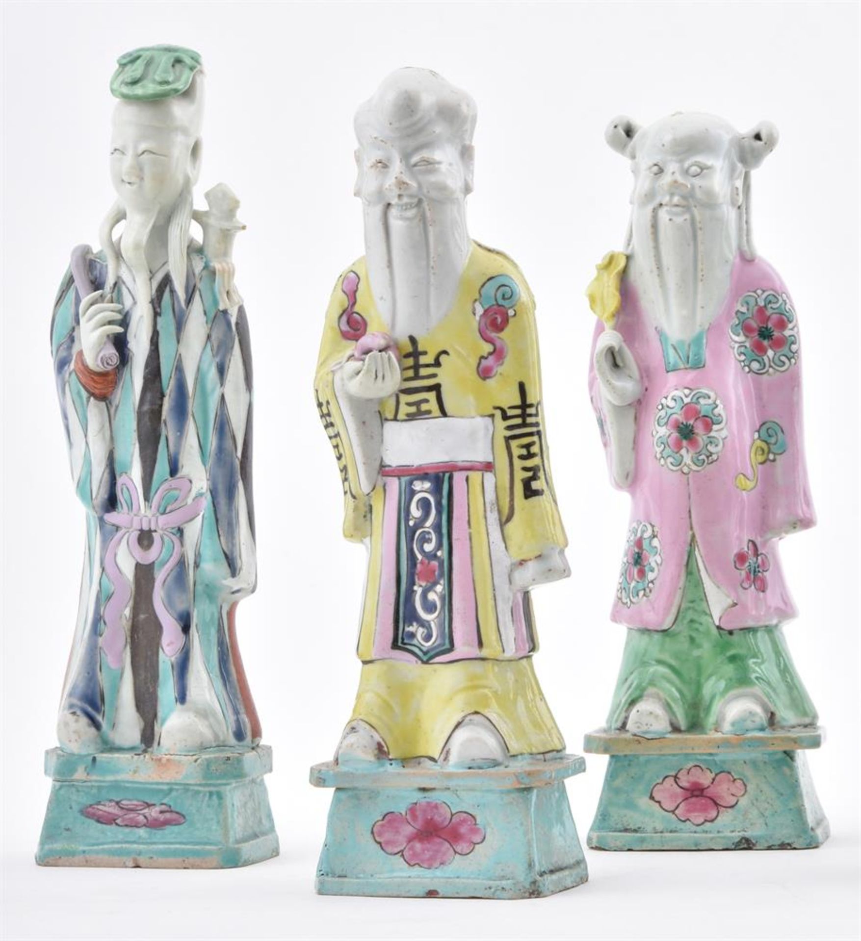 Eight Chinese Export Famille Rose figures of Immortals - Image 2 of 6