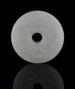 A Chinese celadon jade disc