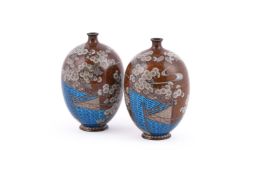 A pair of Japanese Cloisonné Enamel Vases