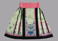 A unusual peppermint green silk satin Han Chinese skirt