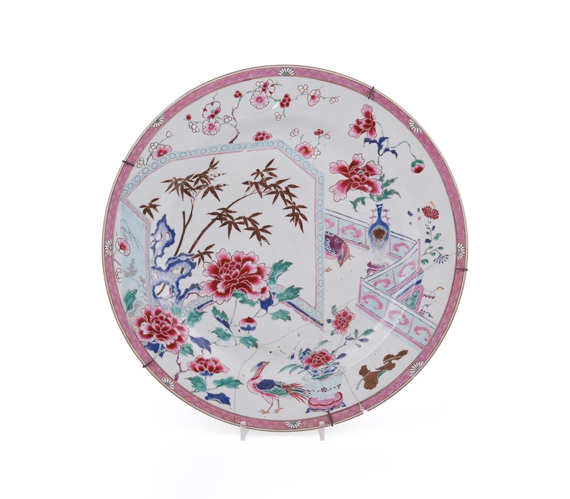 A large Chinese Famille Rose circular dish