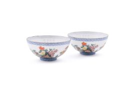 A pair of Chinese 'eggshell' bowls