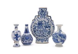 A Chinese blue and white 'dragon' moon flask