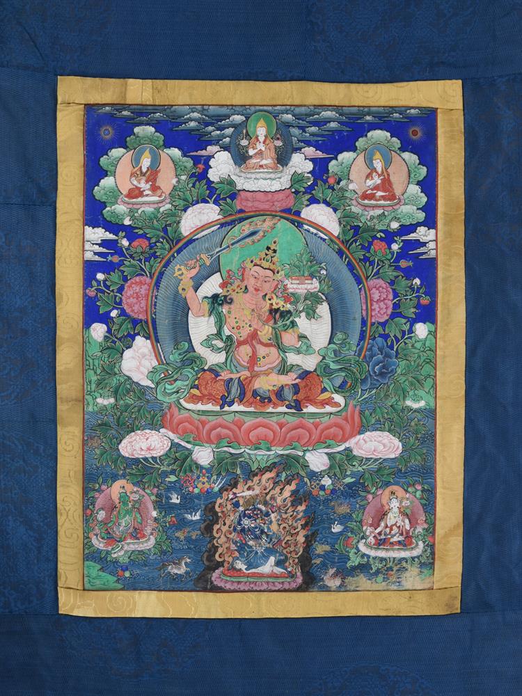 A Thangka depicting Manjusri - Image 2 of 3