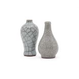 Two miniature crackle glazed vases