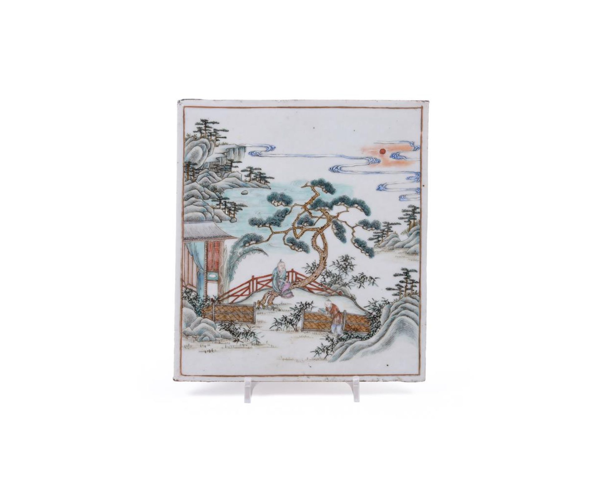 A Chinese Famille Verte plaque