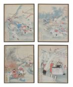 Four 'Romance of the Three Kingdoms' paintings on silk