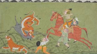 A Marwar painting depicting a Tiger Hunt