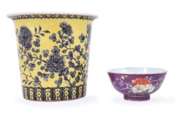 A Chinese purple-ground 'Empress Dowager' style bowl