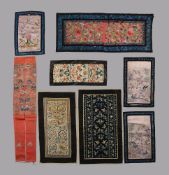 A group of late 19th century Chinese silk embroidered skirt panels