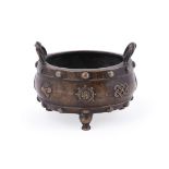 A Chinese bronze twin handled censer