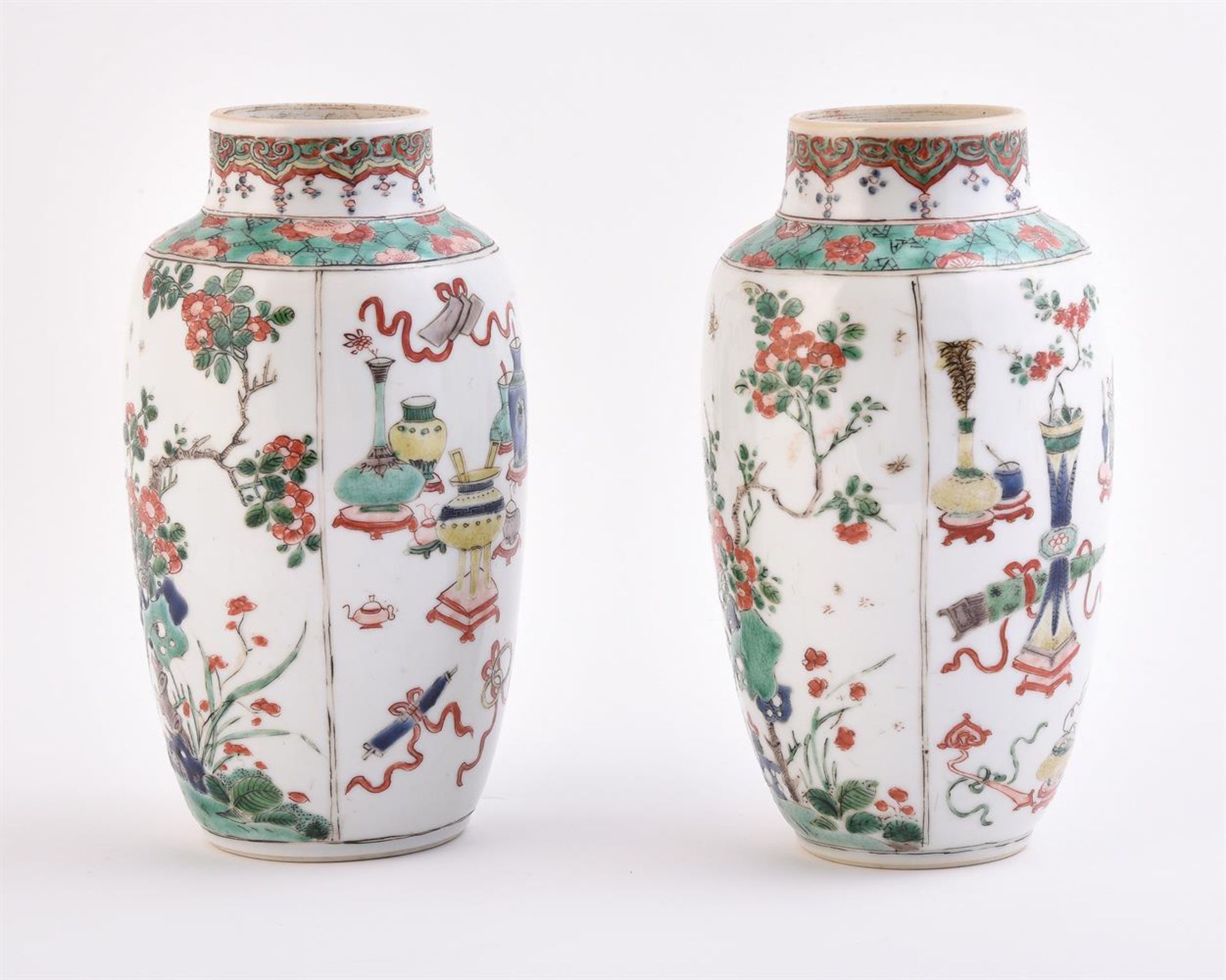 A near pair of Chinese Famille Verte vases - Image 3 of 4