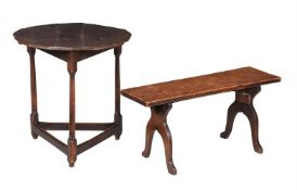 AN OAK CRICKET TABLE