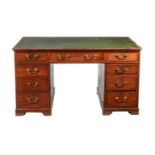 A REGENCY MAHOGANY PARTNER'S PEDESTAL DESK