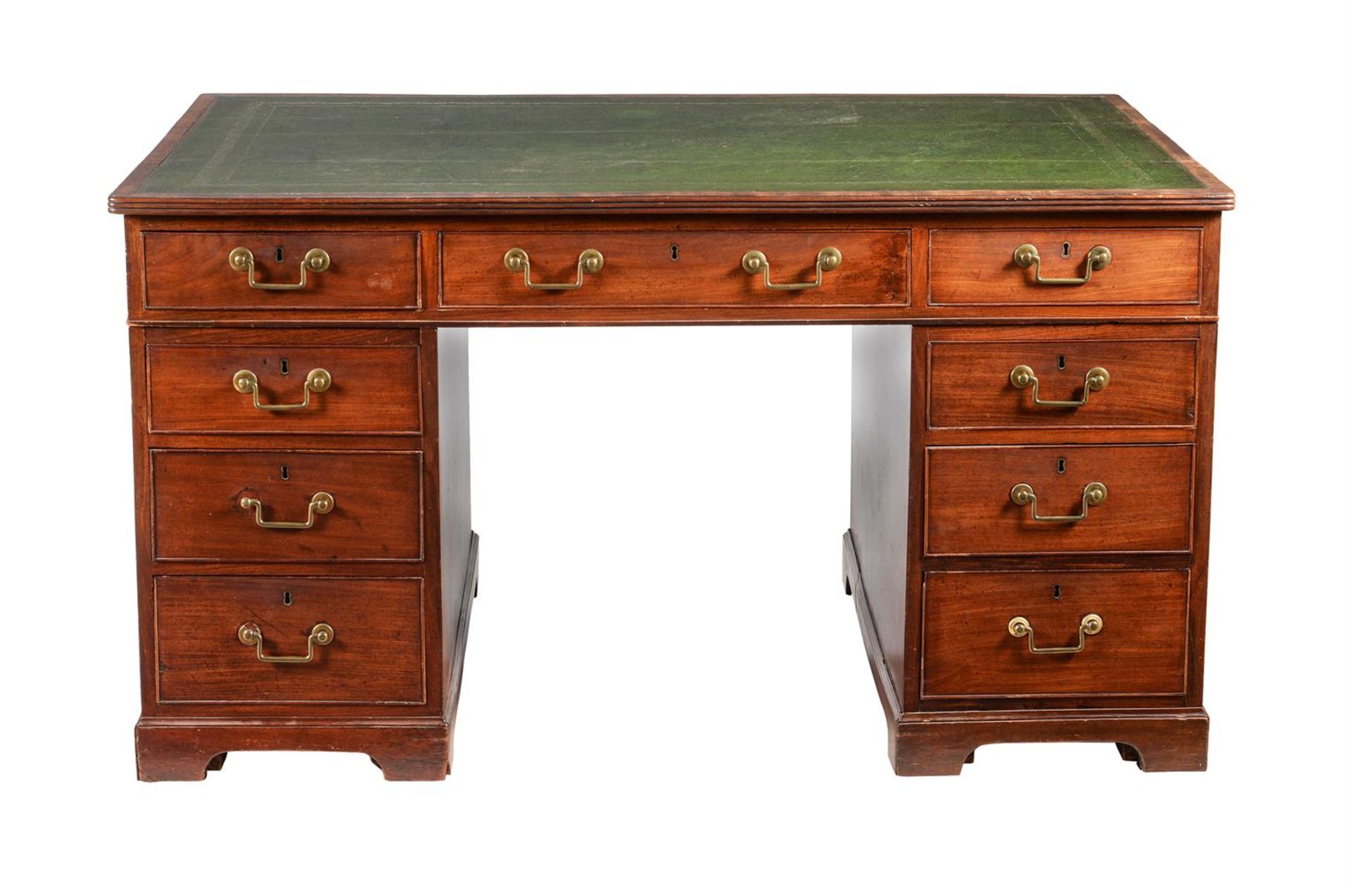 A REGENCY MAHOGANY PARTNER'S PEDESTAL DESK