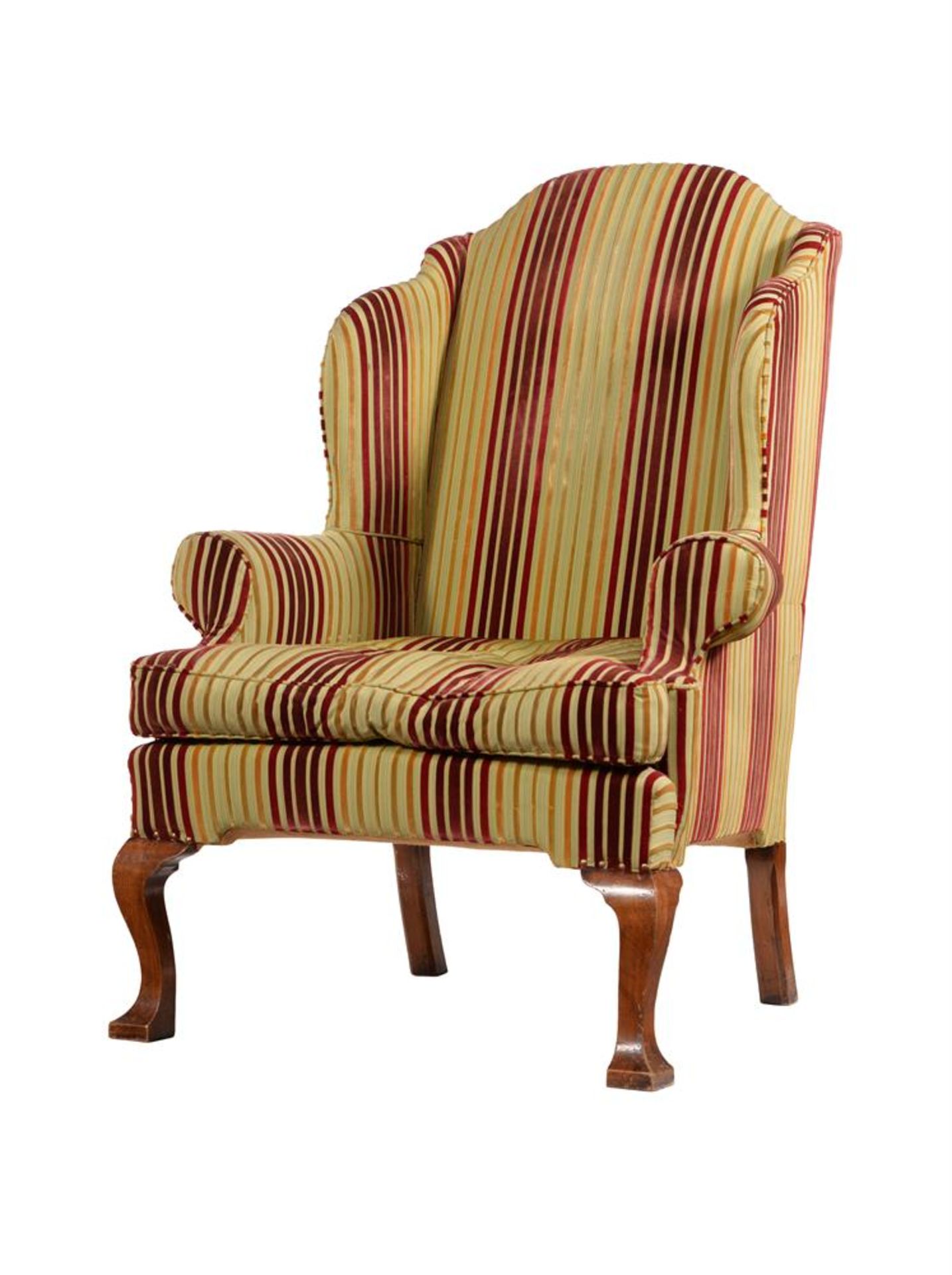 A WALNUT WING ARMCHAIRIN GEORGE II STYLE