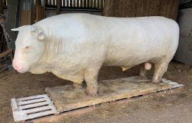 A PLASTER SCALE MODEL OF A BULL FRENCH