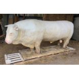 A PLASTER SCALE MODEL OF A BULL FRENCH