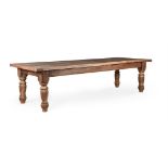 A STRIPPED ELM REFECTORY DINING TABLE