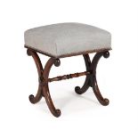 Y A GEORGE IV ROSEWOOD X-FRAME STOOL ATTRIBUTED TO GILLOWS
