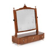 Y A GEORGE III MAHOGANY AND IVORY MOUNTED BOWFRONT DRESSING MIRROR