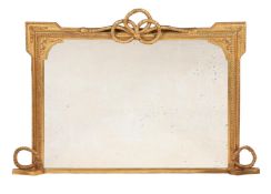 A VICTORIAN GILTWOOD AND COMPOSITION OVERMANTEL WALL MIRROR