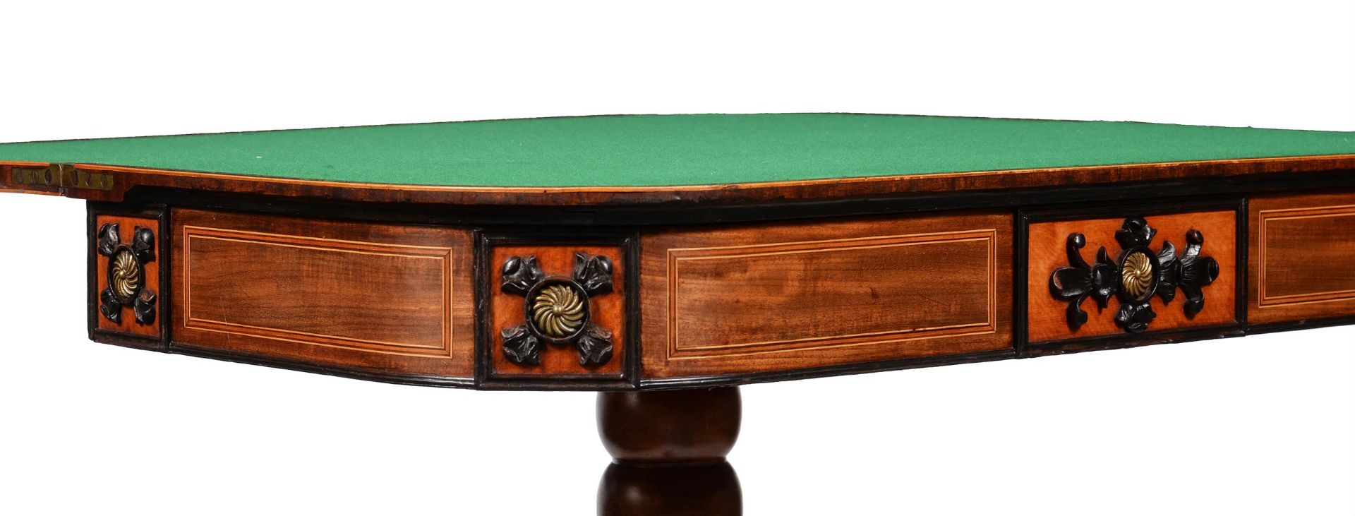 Y A GEORGE IV MAHOGANY, ROSEWOOD BANDED AND EBONISED CARD TABLE - Bild 3 aus 3