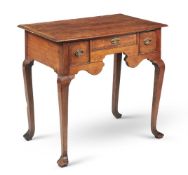 A GEORGE II OAK AND BURR OAK CROSSBANDED SIDE TABLE