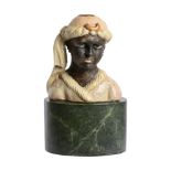 A PAINTED PLASTER MODEL OF A TURBANED MAN