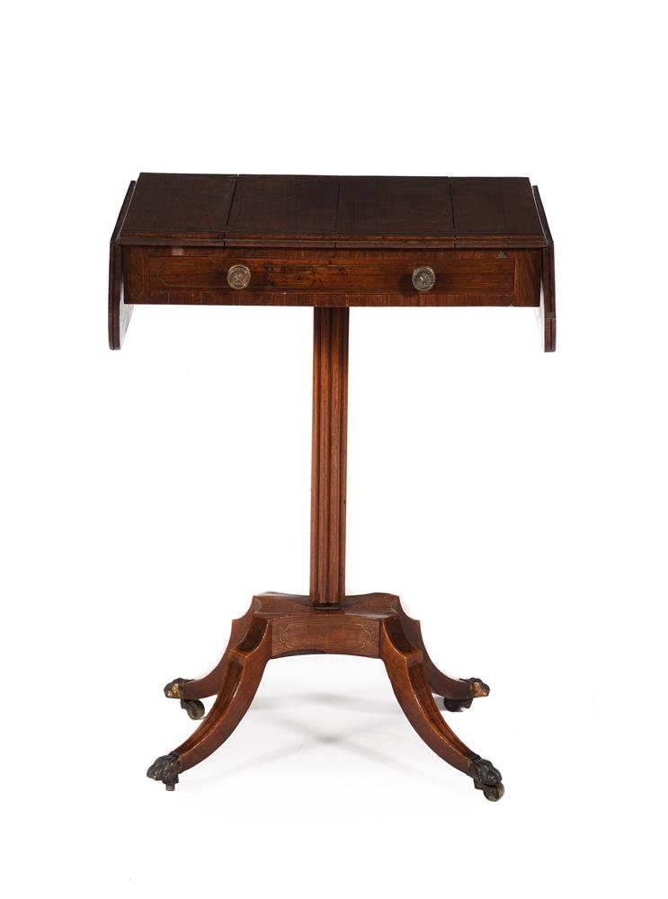 Y A REGENCY ROSEWOOD AND BRASS STRUNG PEMBROKE WORK TABLE - Image 3 of 6