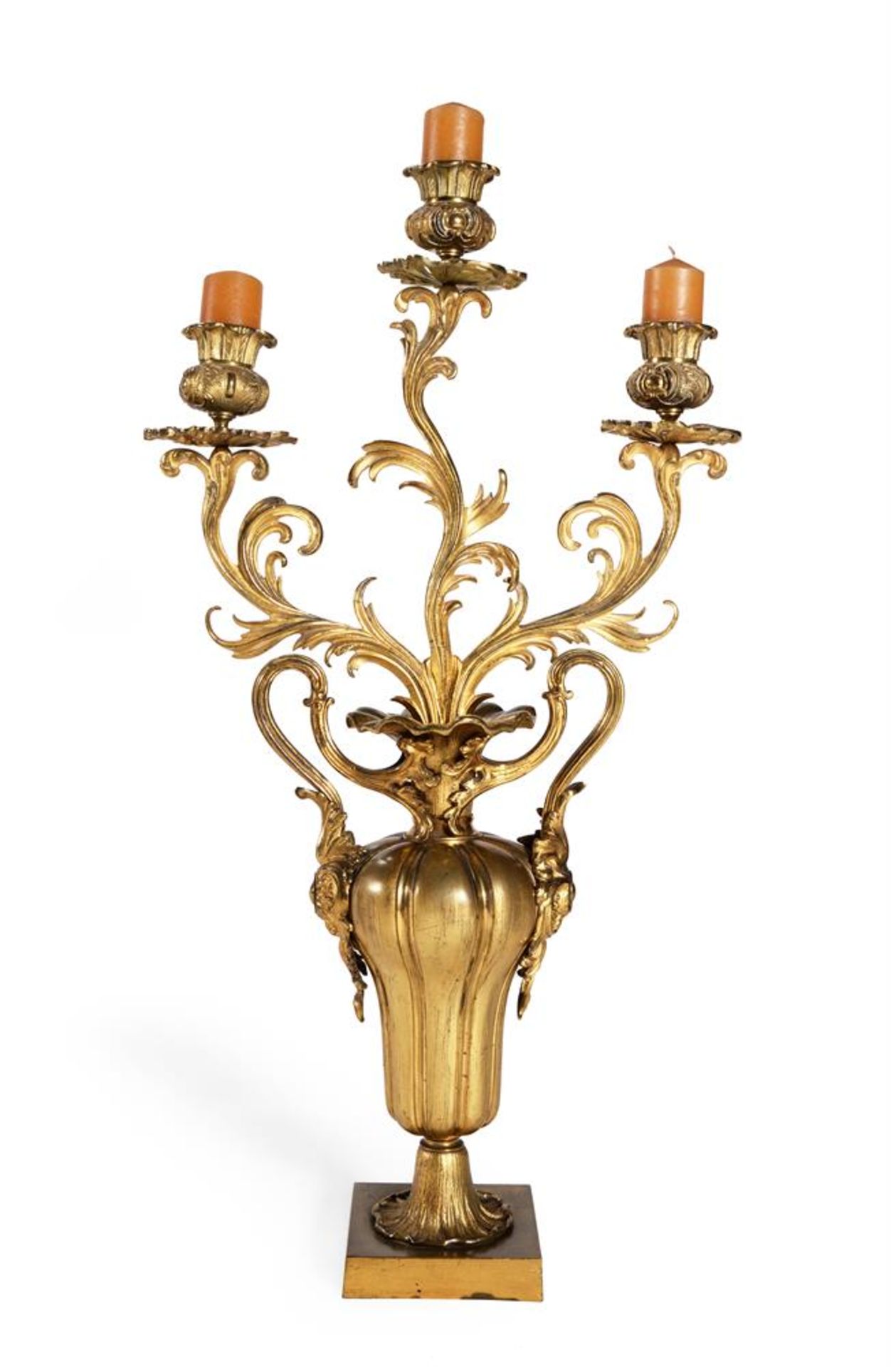 A PAIR OF LOUIS PHILIPPE GILT METAL THREE-LIGHT CANDELABRA - Image 3 of 4