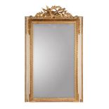 A FRENCH GILTWOOD AND CREAM PAINTED WALL MIRROR