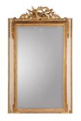 A FRENCH GILTWOOD AND CREAM PAINTED WALL MIRROR