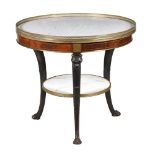 A DIRECTOIRE MAHOGANY AND BRASS MOUNTED GUERIDON TABLE