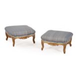 A PAIR OF VICTORIAN GILTWOOD FOOTSTOOLS