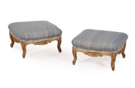 A PAIR OF VICTORIAN GILTWOOD FOOTSTOOLS