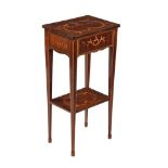 A SMALL GEORGE III MAHOGANY SYCAMORE AND INLAID OCCASIONAL TABLE
