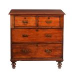 A VICTORIAN TEAK CAMPAIGN CHEST OF DRAWERS
