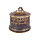 A ST. PETERSBURG IMPERIAL PORCELAIN FACTORY CHOCOLATE BROWN GROUND AND GILT ROUND BOX AND COVER