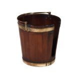 A GEORGE III MAHOGANY AND BRASS BOUND PLATE BUCKET