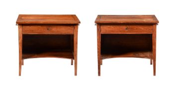 A PAIR OF FRENCH OAK SIDE TABLES