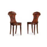 A PAIR OF REGENCY MAHOGANY HALL CHAIRS