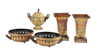 A GROUP OF PAINTED TINWARE