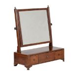 A GEORGE III MAHOGANY AND BOXWOOD STRUNG DRESSING TABLE MIRROR