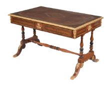 Y A ROSEWOOD AND GILT METAL LIBRARY TABLE